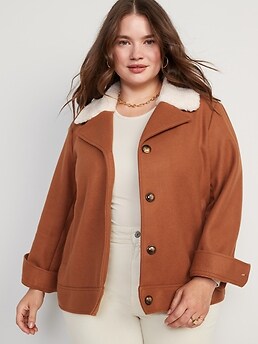 Soft-Brushed Sherpa-Trim Jacket for Women