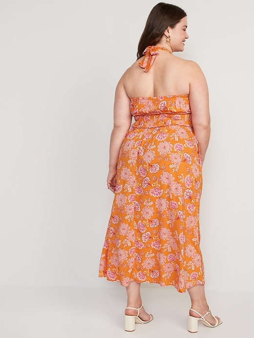 Image number 8 showing, Fit & Flare Sleeveless Halter Floral-Print Maxi Dress