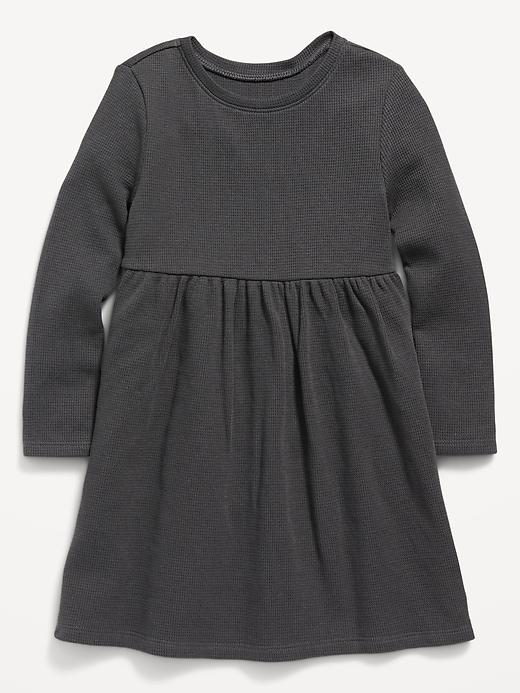 View large product image 1 of 1. Fit & Flare Long-Sleeve Thermal-Knit Dress for Toddler Girls