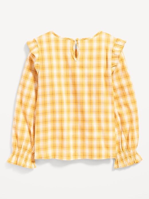 View large product image 2 of 2. Long-Sleeve Ruffle-Trim Smocked Top for Girls