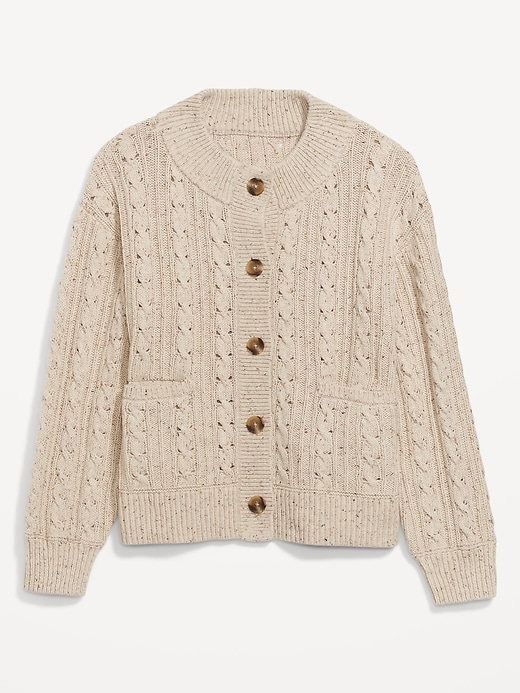 Image number 4 showing, Speckled Cable-Knit Cardigan Sweater for Women