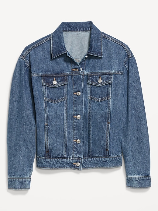 Image number 4 showing, Tapered Puff-Sleeve Non-Stretch Jean Jacket for Women