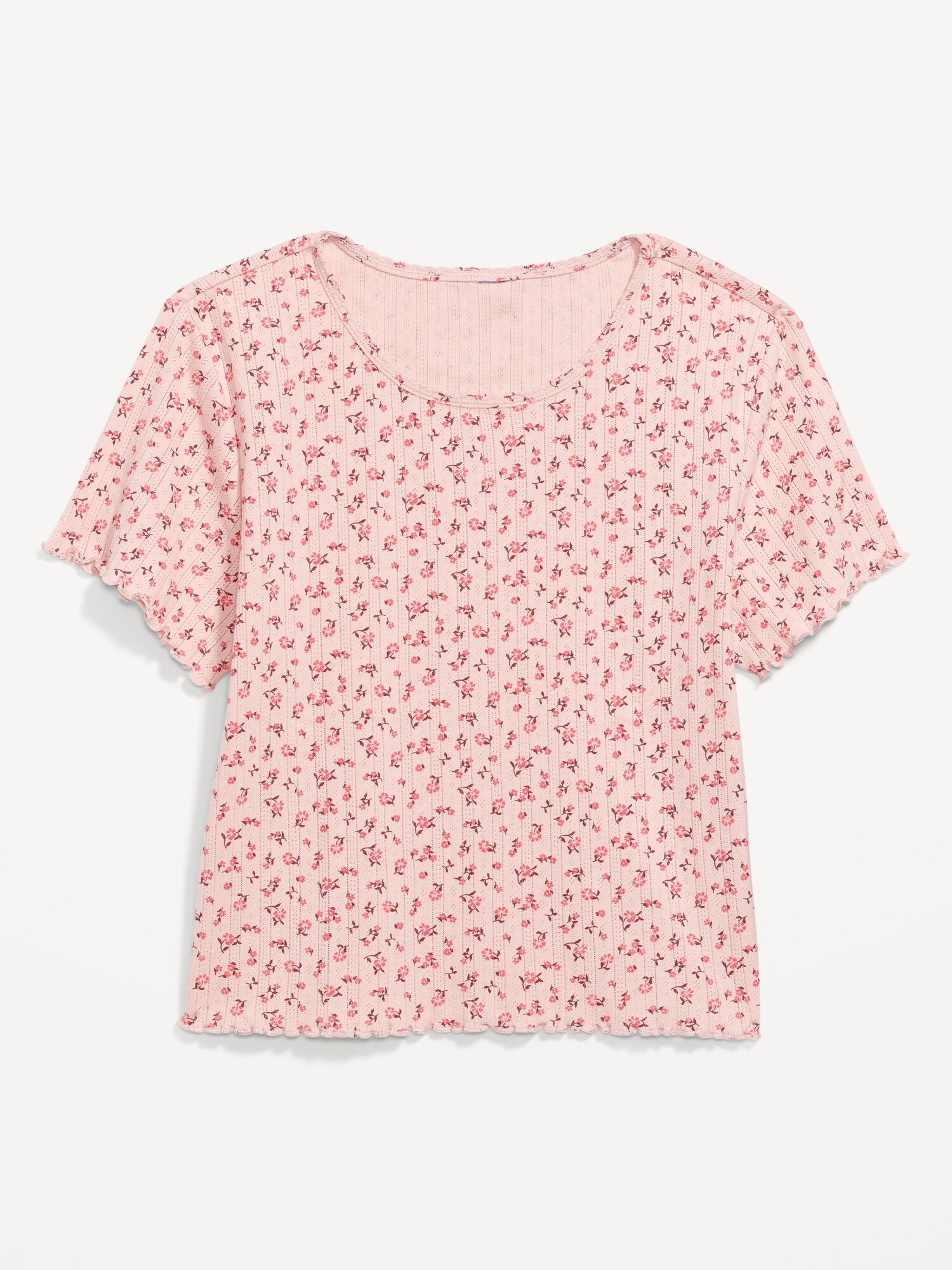 Pointelle-Knit Lettuce-Hem Lounge T-Shirt for Women | Old Navy