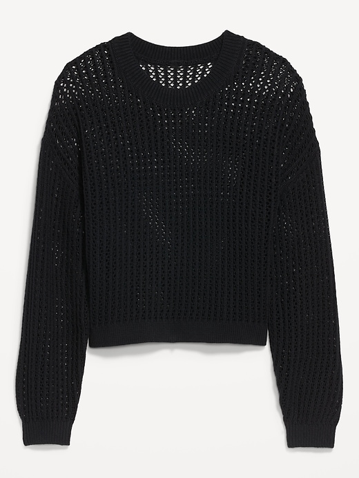 LongSleeve Cropped Crochet Sweater for Women Old Navy