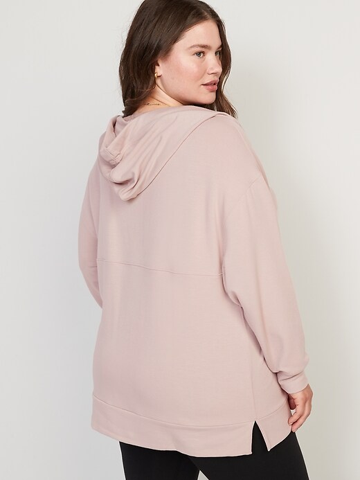 Image number 8 showing, Live-In Cozy-Knit French-Terry Tunic Hoodie
