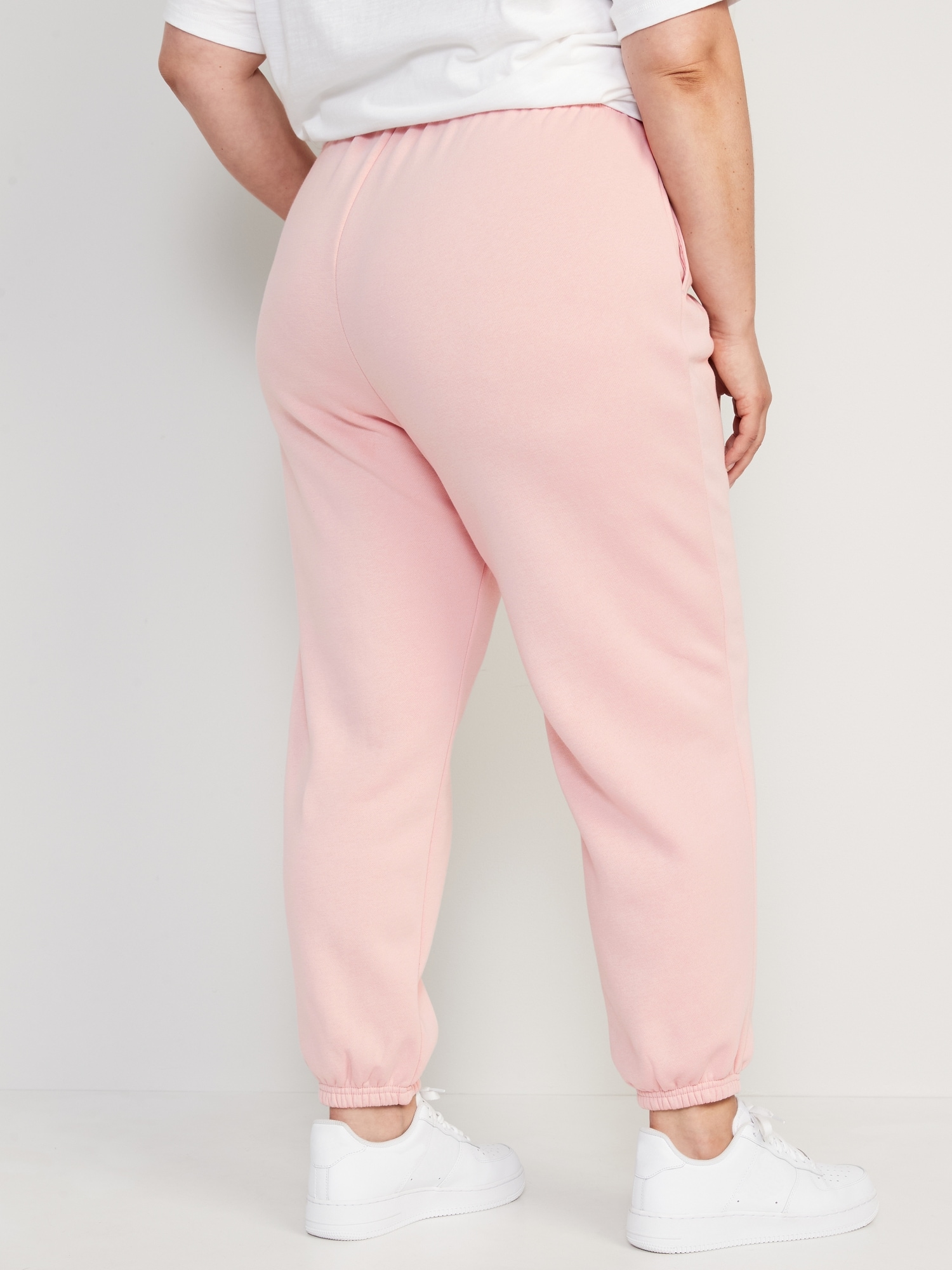 Women Solid Color Pants Adjustable Drawstring Joggers Sweatpants Basic Plus  Size Trousers (3X-Large, Pink)