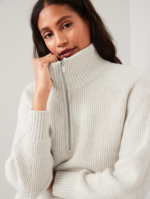 Image number 3 showing, Rib-Knit Quarter-Zip Sweater for Women