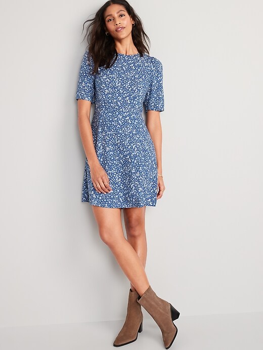 Oldnavy Fit & Flare Puff-Sleeve Smocked Cutout Mini Dress for Women