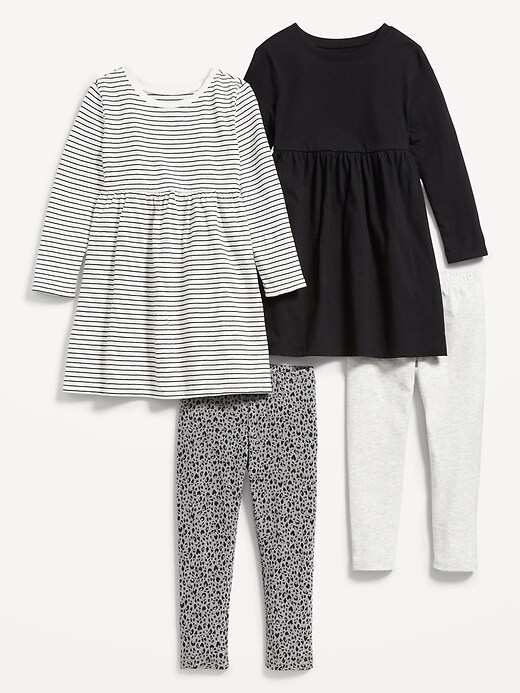 Long-Sleeve Dress and Leggings 4-Pack for Toddler Girls