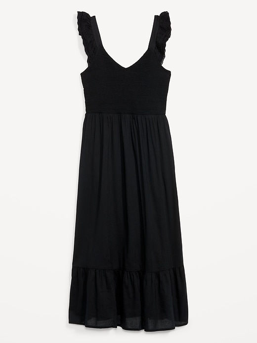 Image number 3 showing, Fit & Flare Flutter Sleeve Smocked Midi Dress for Women