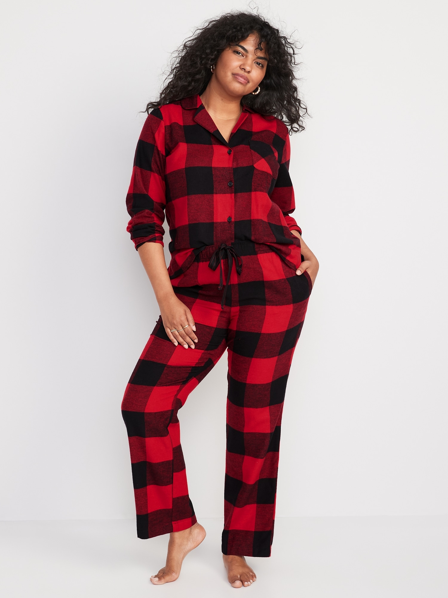 NWT Old Navy Patterned Flannel Sleep Pants Pajamas Red Buffalo Plaid Women  Small