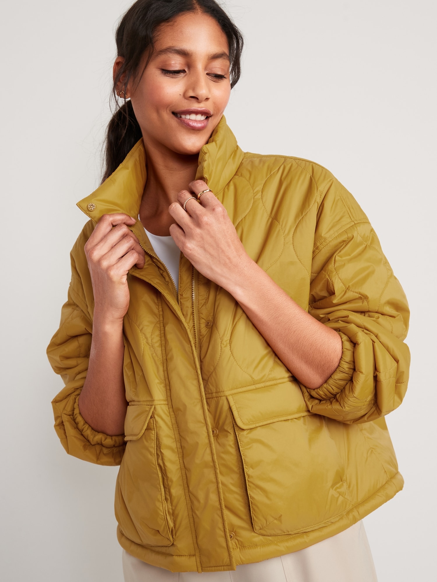 Packable Oversized Water-Resistant Quilted Jacket | Old Navy