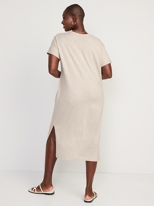 Image number 6 showing, Short-Sleeve Henley Midi Shift Dress for Women