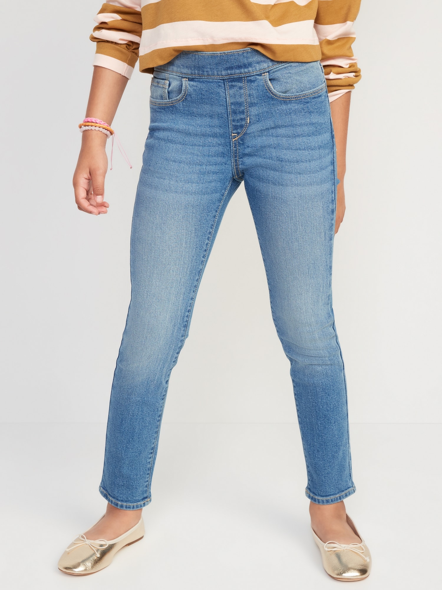 Old Navy Girls Wow Skinny Pull-On Jeans (Light Wash)