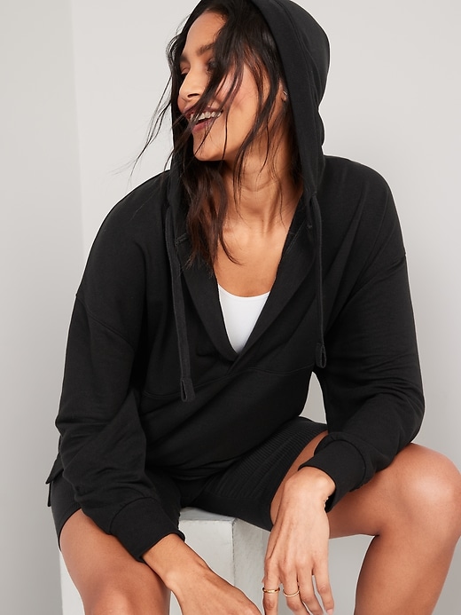 Image number 3 showing, Live-In Cozy-Knit French-Terry Tunic Hoodie