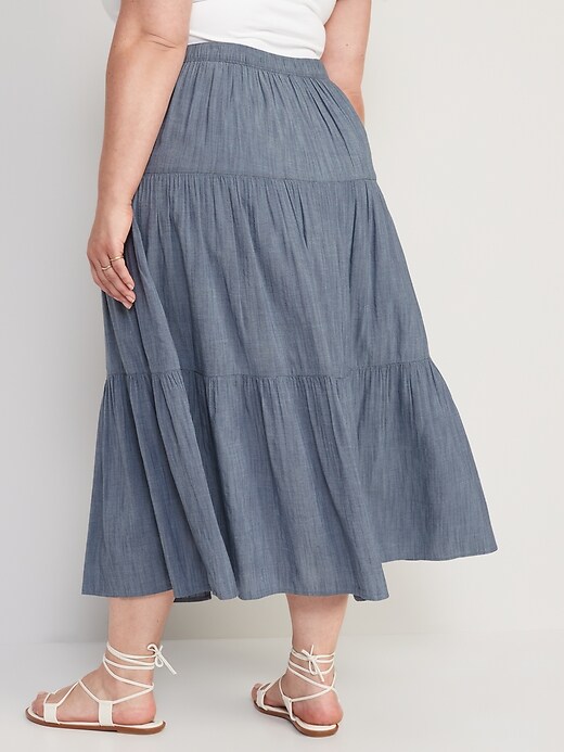 Slub-Weave Tiered Button-Front Maxi Skirt for Women | Old Navy