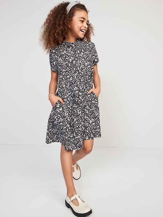 View large product image 1 of 3. Short-Sleeve Floral-Print Swing Dress for Girls
