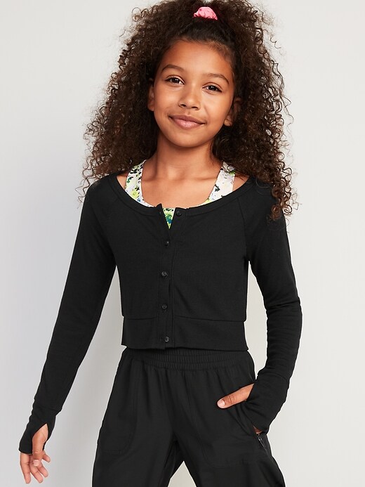 Old Navy UltraLite Rib-Knit Cropped Button-Front Cardigan for Girls. 1