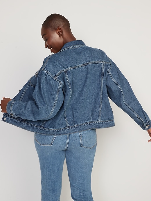 Image number 6 showing, Tapered Puff-Sleeve Non-Stretch Jean Jacket for Women
