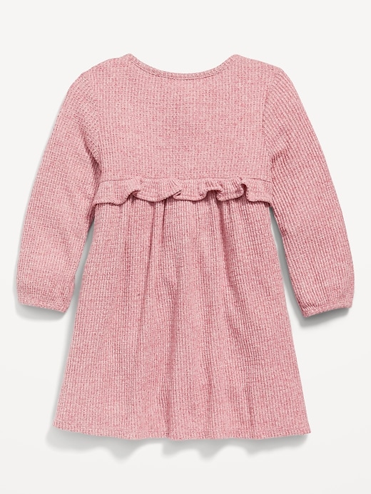 Long-Sleeve Thermal-Knit Henley Dress for Toddler Girls