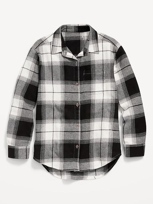 Cozy Long-Sleeve Button-Front Plaid Shirt for Girls | Old Navy