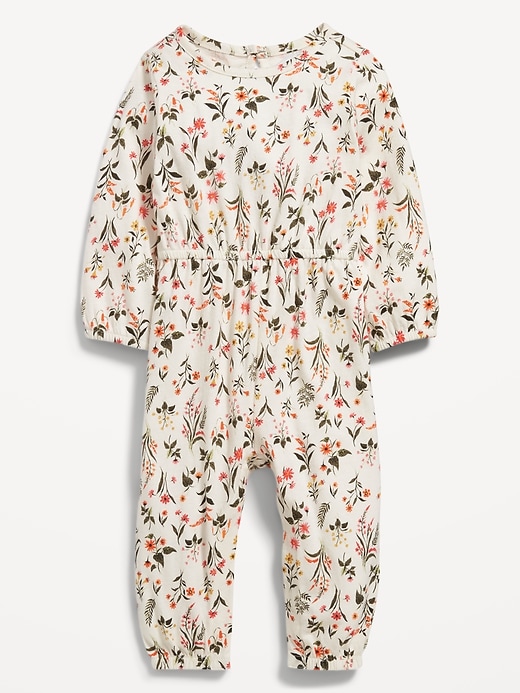 View large product image 1 of 2. Printed Long-Sleeve Jersey Jumpsuit for Baby