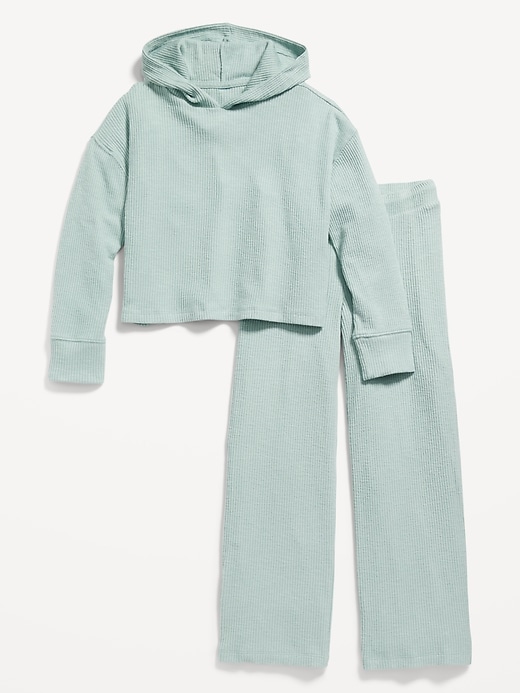 View large product image 1 of 2. Cozy Rib-Knit Pullover Hoodie & Wide-Leg Sweatpants Set for Girls