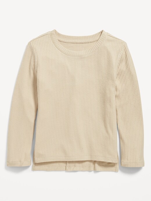 View large product image 1 of 1. Cozy-Knit Crew-Neck Hi-Lo Hem Top for Girls