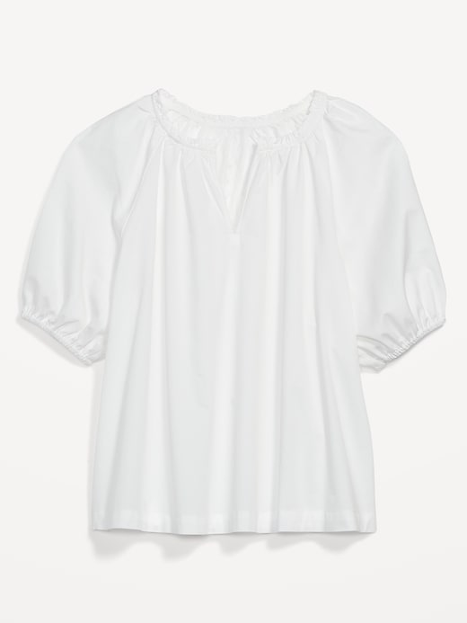 Image number 4 showing, Puff-Sleeve Split-Neck Swing Blouse for Women
