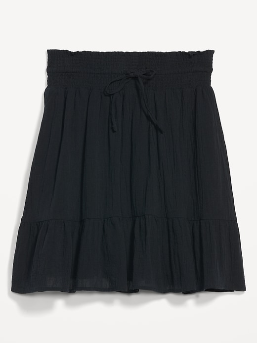 Image number 4 showing, High-Waisted Smocked Tiered Crinkled Mini Skirt