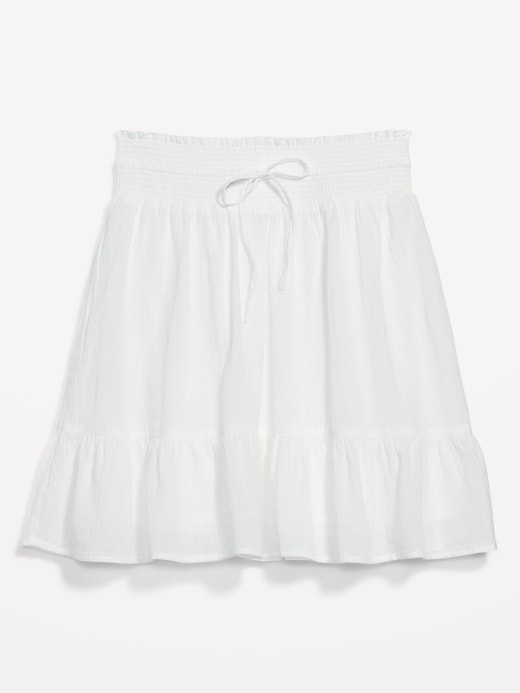 Image number 4 showing, High-Waisted Smocked Tiered Crinkled Mini Skirt