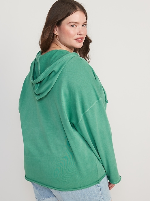 Image number 8 showing, Oversized Raw-Hem Pullover Hoodie for Women