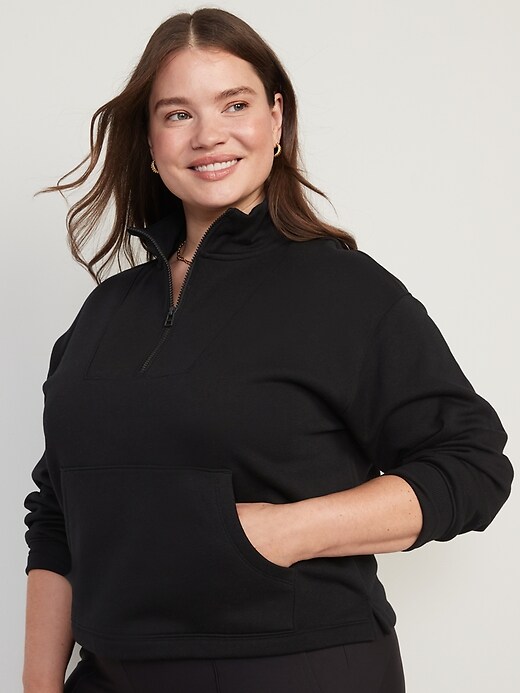 Image number 7 showing, Mock-Neck Quarter-Zip Fleece Sweatshirt for Women