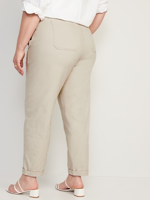 Image number 8 showing, High-Waisted Workwear Barrel-Leg Pants for Women