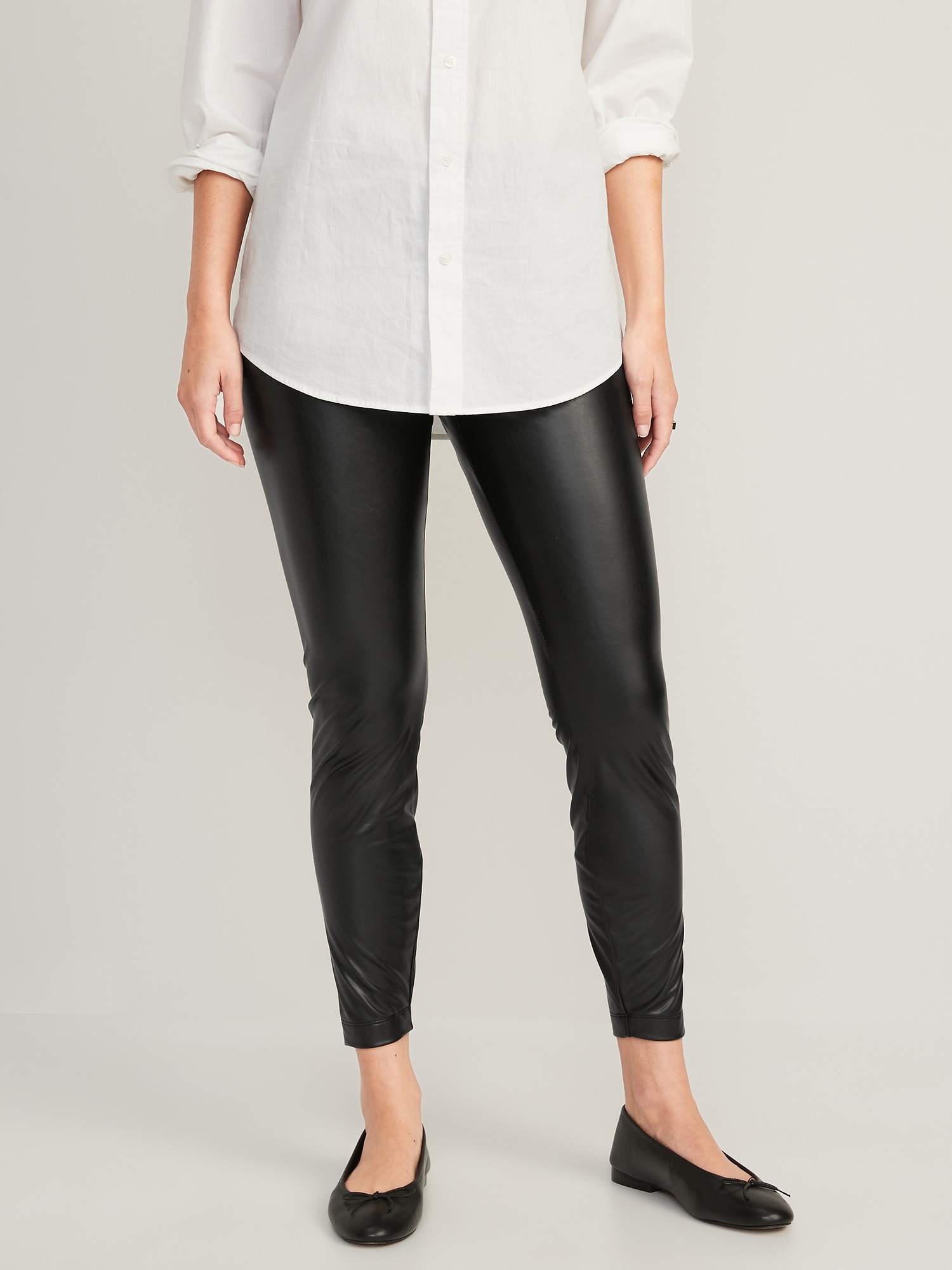 High-Rise Leather Leggings for Women | Old