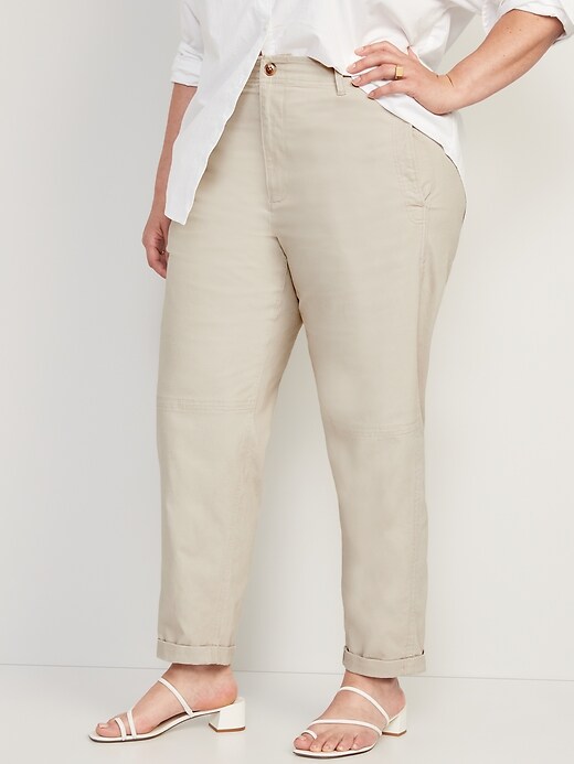 Image number 7 showing, High-Waisted Workwear Barrel-Leg Pants for Women