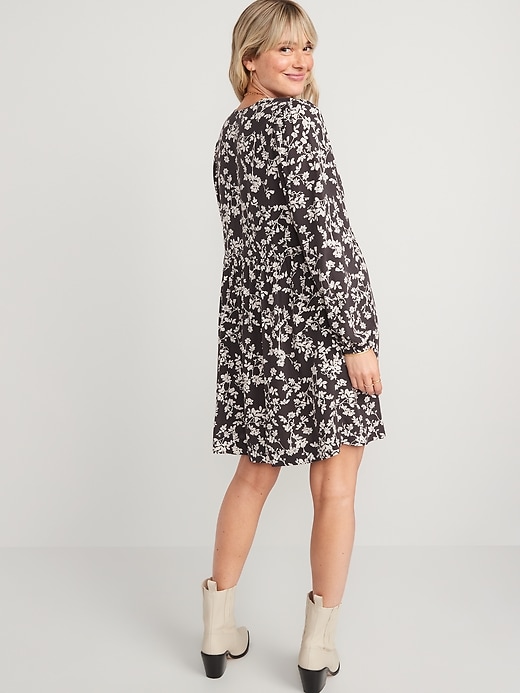 Image number 2 showing, Puff-Sleeve Floral Mini Swing Dress