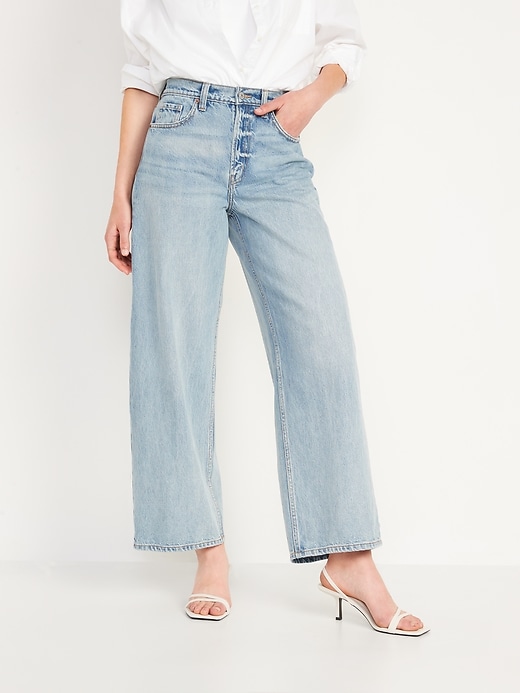 Image number 1 showing, Extra High-Waisted Baggy Wide-Leg  Non-Stretch Jeans for Women