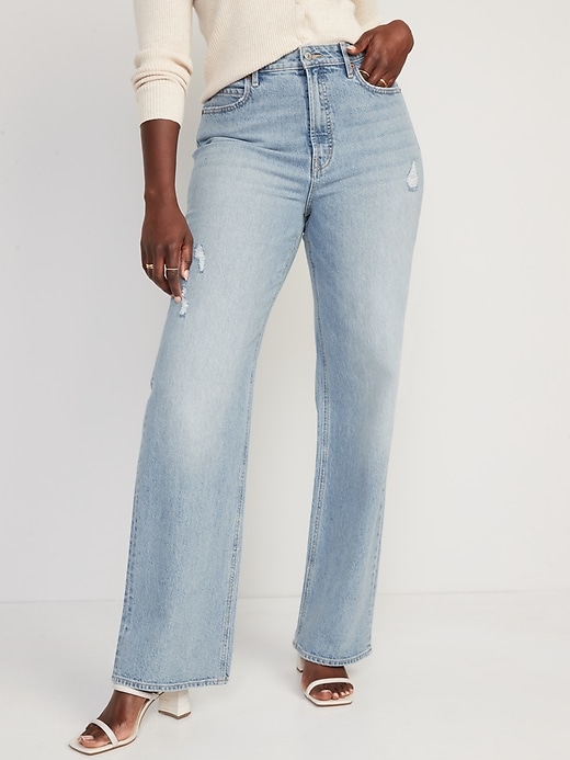 Image number 5 showing, Extra High-Waisted Ripped Wide-Leg Jeans for Women