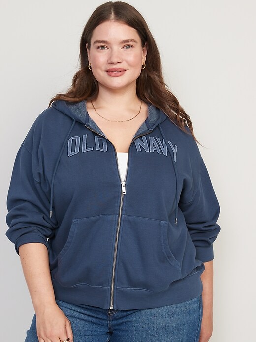 Image number 5 showing, Logo-Graphic Specially-Dyed Zip-Front Hoodie for Women