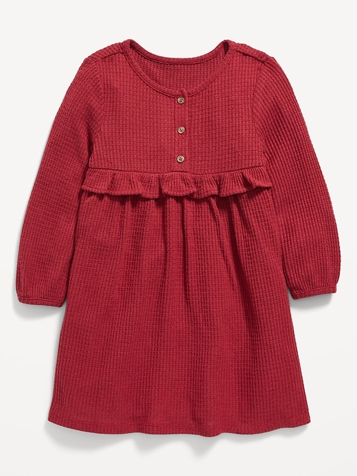 Long-Sleeve Thermal-Knit Henley Dress for Toddler Girls | Old Navy
