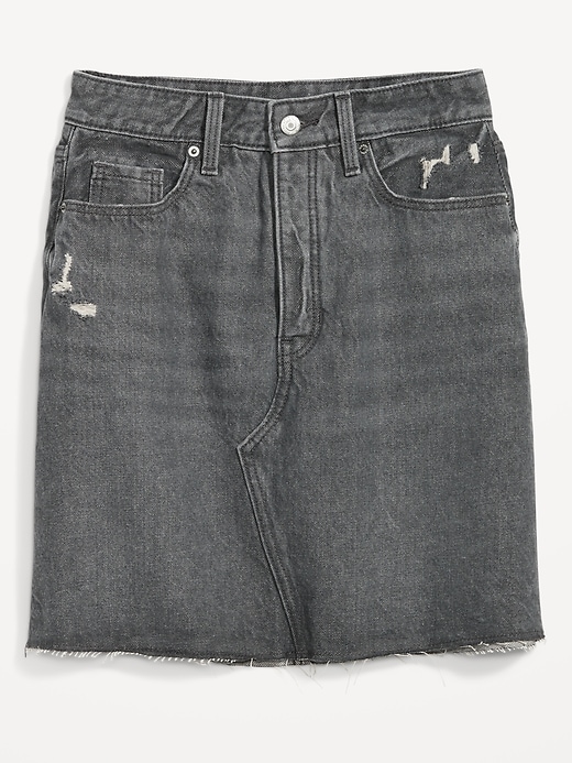 Image number 4 showing, Higher High-Waisted OG Straight Button-Fly Mini Jean Skirt