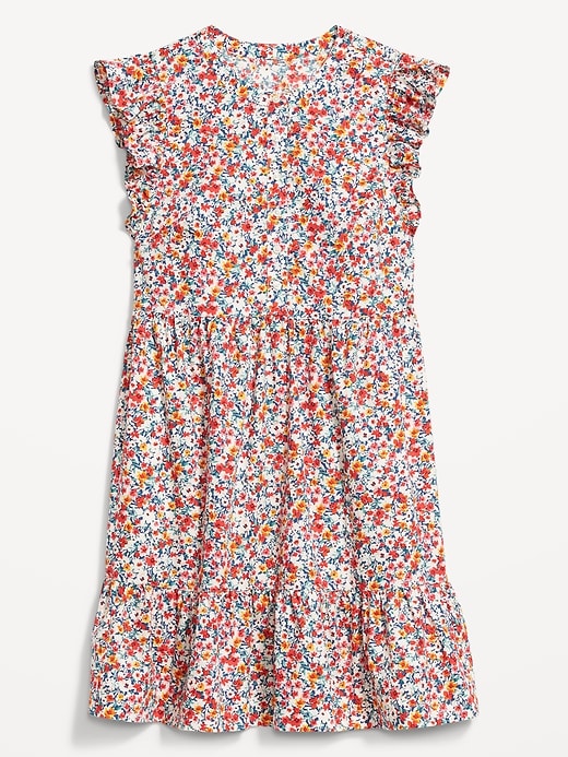 Image number 4 showing, Flutter-Sleeve Cotton-Poplin Floral Mini Shift Dress for Women