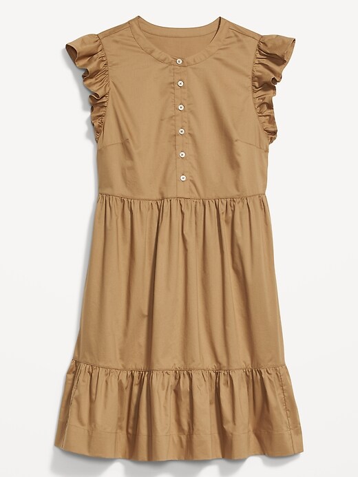 Image number 4 showing, Ruffle-Sleeve Cotton-Poplin Mini Shift Dress for Women