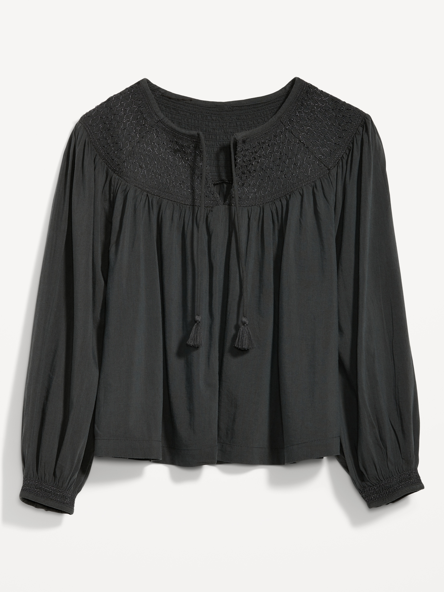 Long-Sleeve Smocked Embroidered Poet Blouse for Women | Old Navy