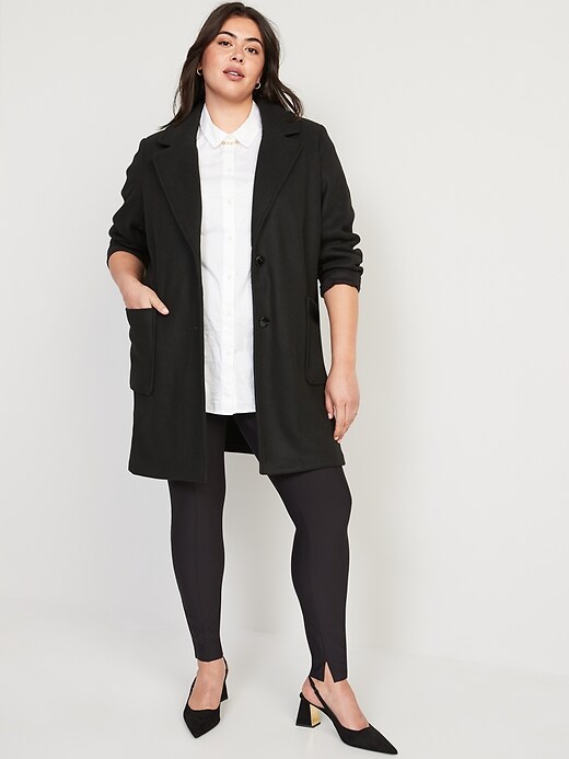 Image number 7 showing, Oversized Soft-Brushed Button-Front Coat for Women