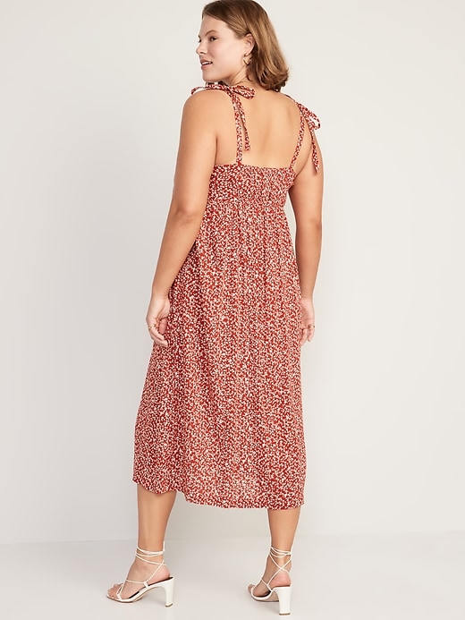 Image number 6 showing, Tie-Shoulder Floral-Print Split-Front Midi Swing Dress for Women