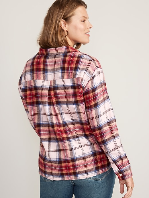 Image number 6 showing, Cropped Plaid Flannel Boyfriend Shirt