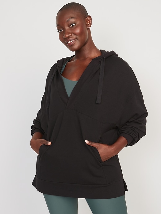 Image number 5 showing, Live-In Cozy-Knit French-Terry Tunic Hoodie