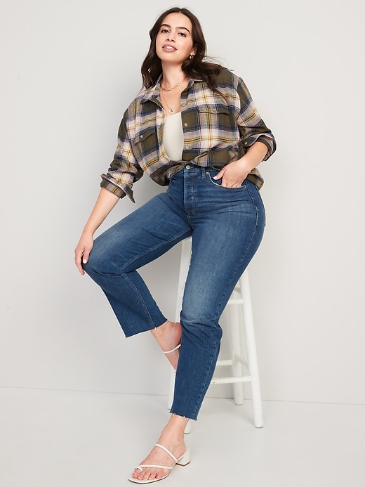 Image number 3 showing, Long-Sleeve Plaid Flannel Boyfriend Tunic Shirt for Women